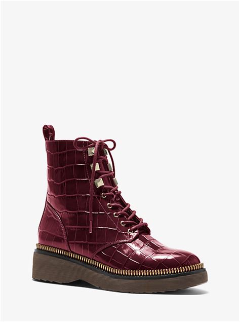 michael kors haskell crocodile combat boots|Haskell Crocodile Embossed Leather Combat Boot .